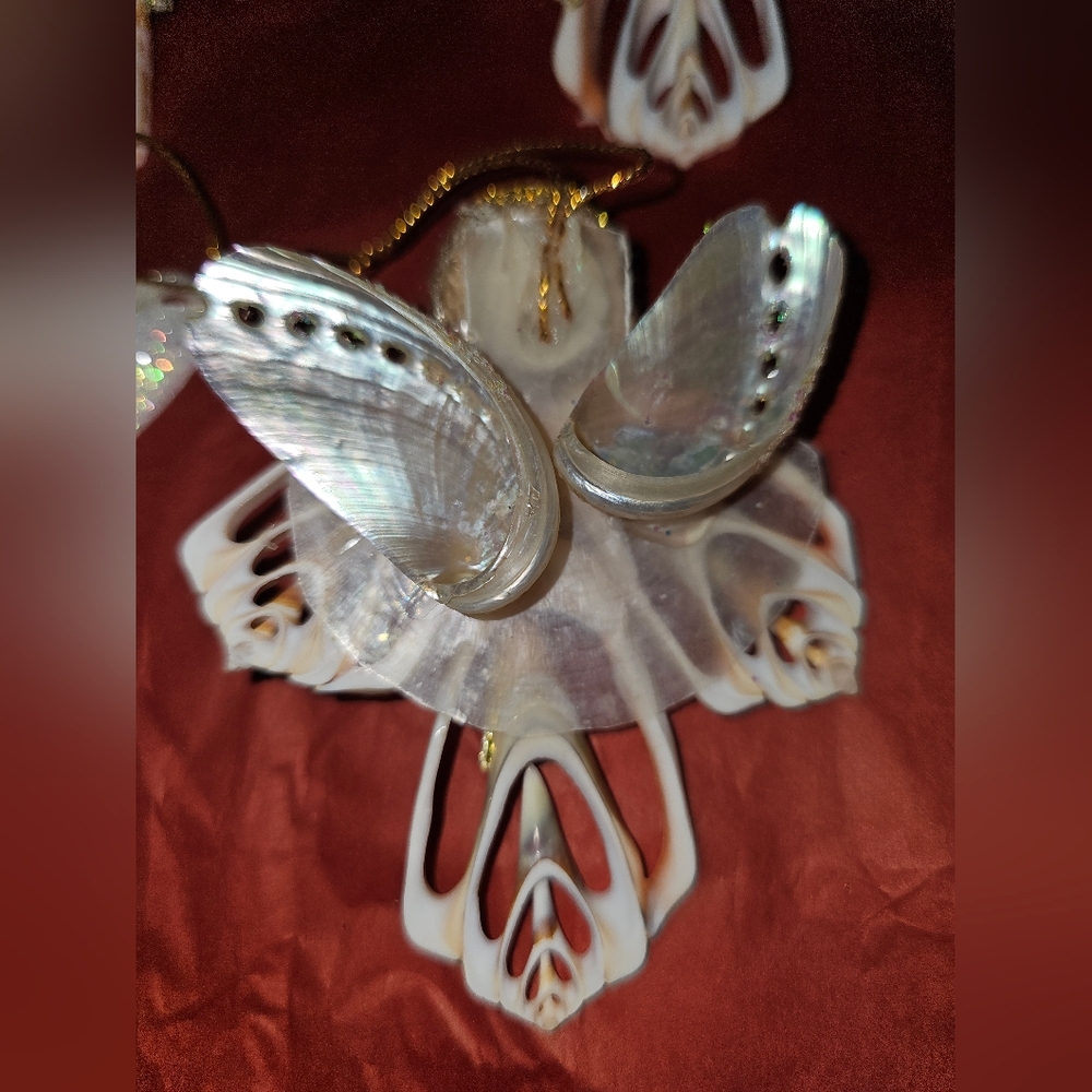 Seashell Folk Art Ornaments Lot Of 10 Beach Ocean Decor Native Angels Phillipine - Picture 11 of 14